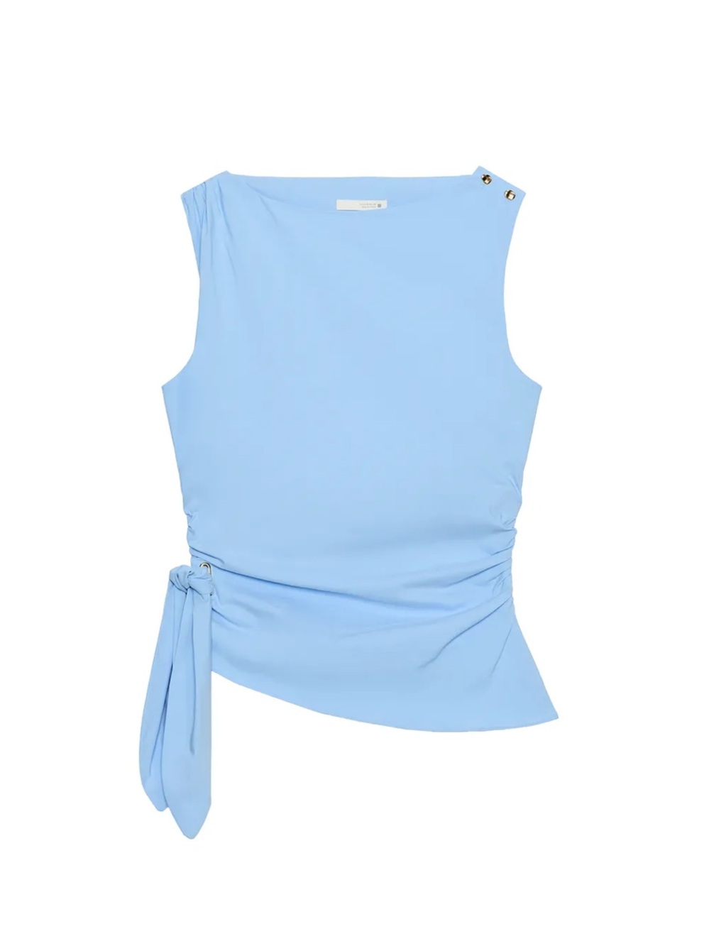 Zara KNOTTED POPLIN TOP - Picture 5 of 6